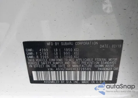 2019 Subaru Impreza 2.0I from USA, damaged, VIN 4S3GTAA6XK3728585